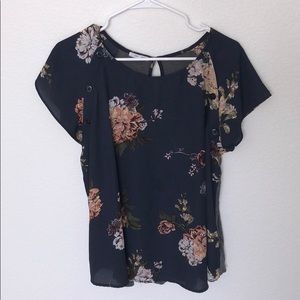 Navy blue floral blouse